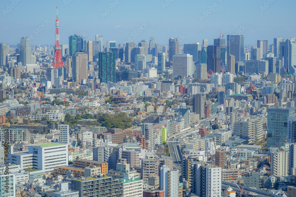 Obraz premium 恵比寿ガーデンプレイス展望台から見える東京の街並み