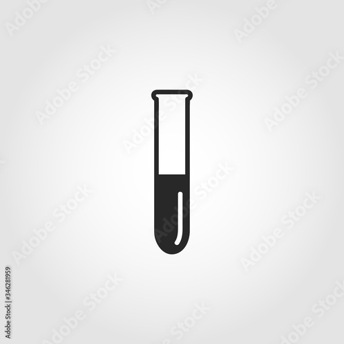 Laboratory glass - test tube black icon. Simple flat style design. Vector illustration.