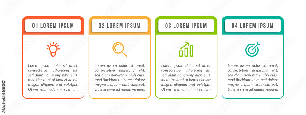 Minimal infographic template design with numbers 4 options or steps.