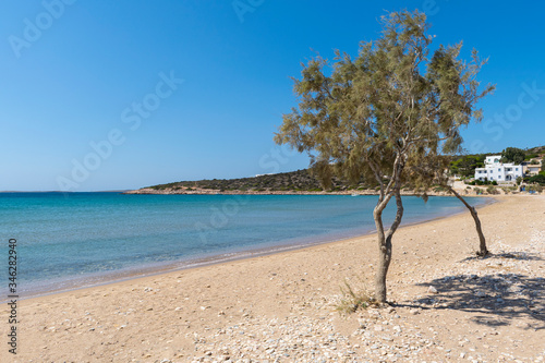 Aliki idyllic beach on Paros island in Greece