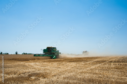 Combine harvesters in a field of wheat © SGr
