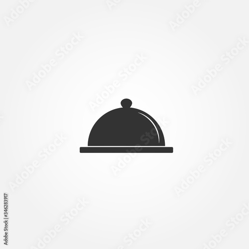 Food cover cloche icon. House specialty. Black and white - vector illustration