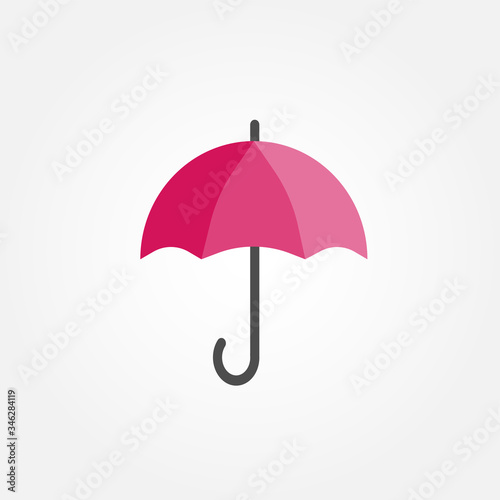 Flat umbrella icon. Pink umbrella. Vector illustration.