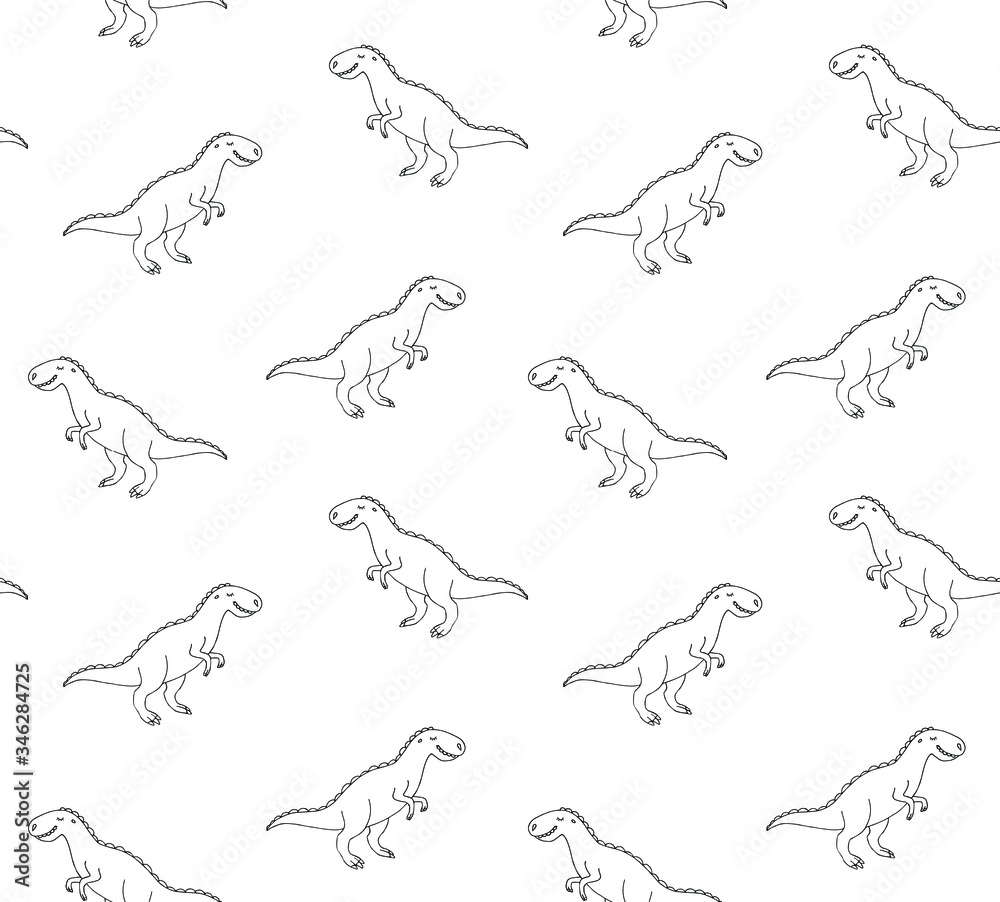 Vector seamless pattern of hand drawn doodle sketch tyrannosaur rex dinosaur isolated on white background Vector seamless pattern of hand drawn doodle sketch tyrannosaur rex dinosaur isolated on white background
