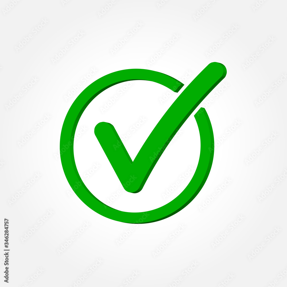 Green check mark icon in circle. Vector illustration. Stock Vector ...