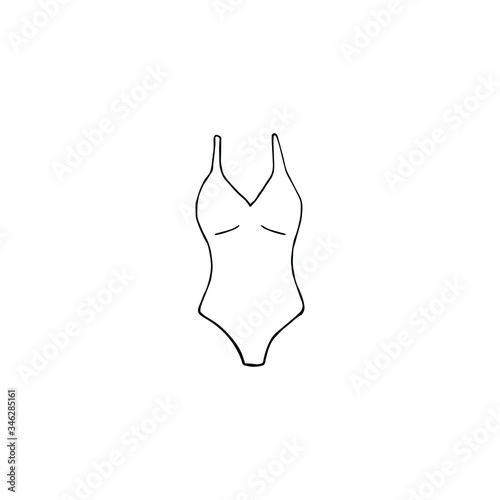 Vector hand drawn doodle sketch female swimsuit isolated on white background