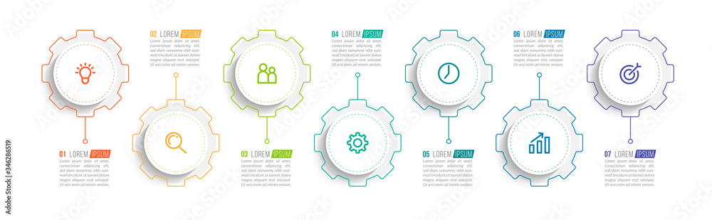 Minimal infographic template design with numbers 7 options or steps.