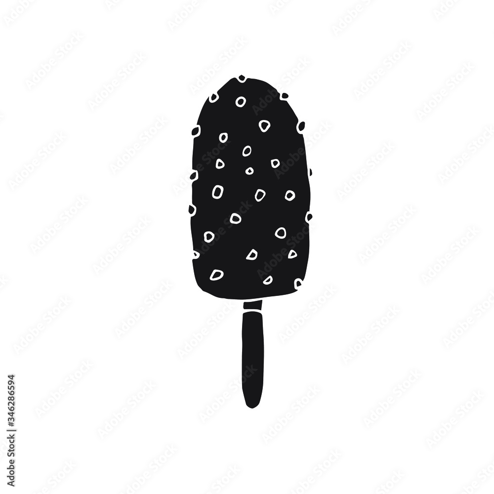 Hand drawn doodle sketch black eskimo ice cream isolated on white background Hand drawn doodle sketch black eskimo ice cream isolated on white background