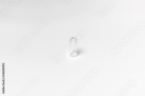 Medical vial isolated on white background. Medicine, treatment, banner