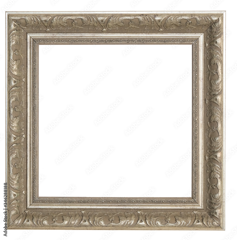 Silver frame. Isolated object on a white background. Silver frame. Isolated object on a white background.