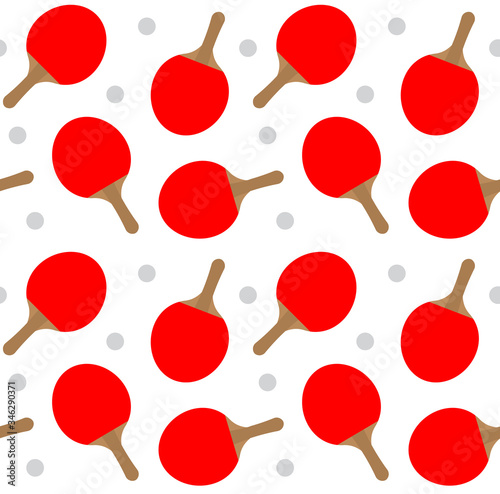Vector seamless pattern of red ping pong table tennis sport icon isolated on white background