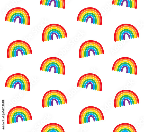 Vector seamless pattern of hand drawn doodle sketch lgbt rainbow isolated on white background
