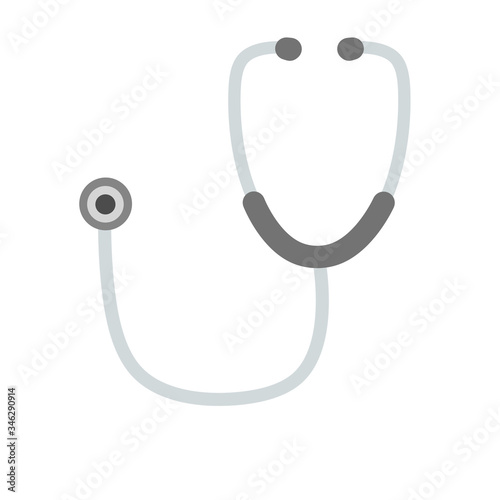 Stethoscope. Medical instrument for listening to your heartbeat and breathing. Hospital and health element. Cartoon flat illustration on white background