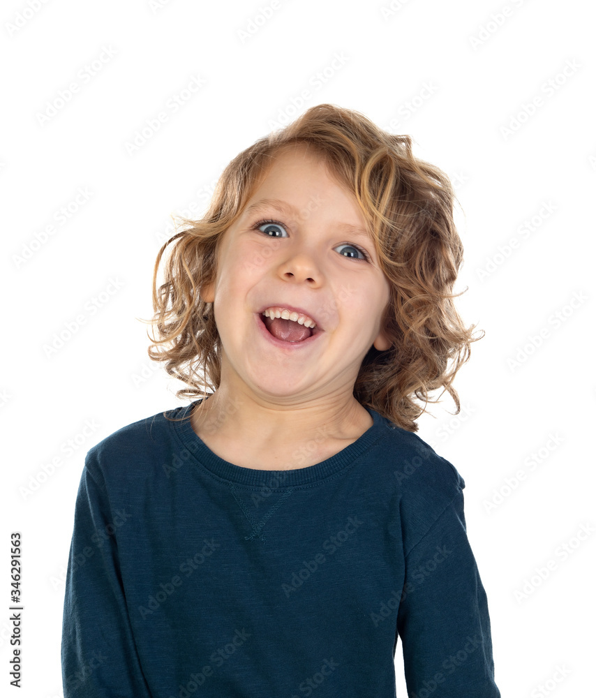 Funny little boy with long hair Funny little boy with long hair