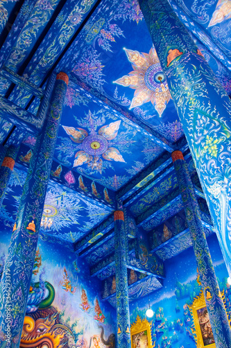 A beautiful view of Wat Rong Suea Ten, the Blue Temple at Chiang Rai, Thailand. © joseduardo
