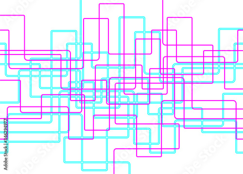 Abstract vector pattern of thin blue and pink lines on a white background. Modern vector background