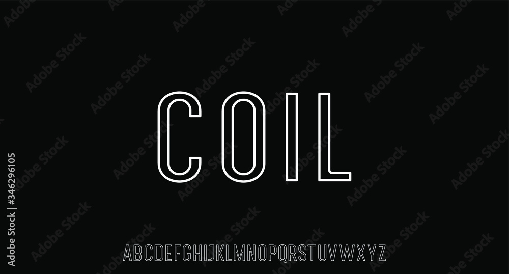 COIL. the futuristic font with outlined style. luxury and elegant alphabet vector set
