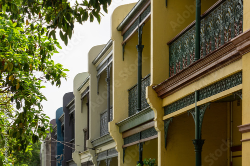 Photography Terraced houses in a row built it the Victorian Filigree style in Sydney, Australia