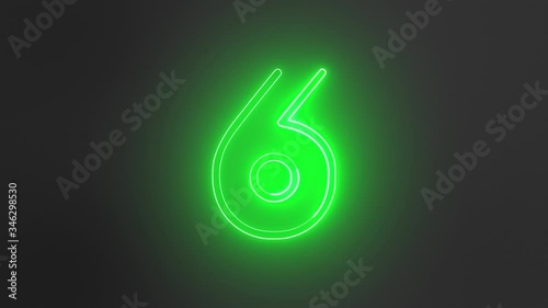 Green Neon Sign Numbers Counting Up From 6 to 10