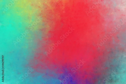 beautiful vintage abstract painted background with moderate red, light sea green and dark sea green colors. can be used as poster or background