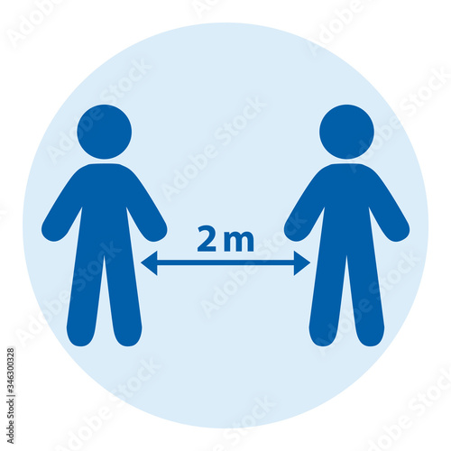 Social distancing between two people. 2 meters. vector illustration.