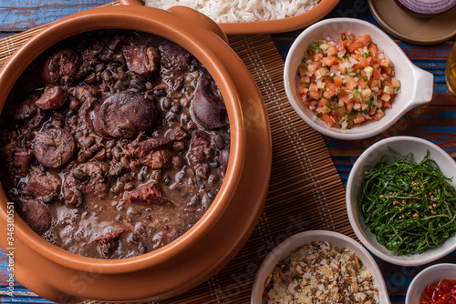  Feijoada. Typical Brazilian food with black beans, pork meat and sausage