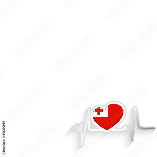 Fototapeta Naklejka Na Ścianę i Meble -  Tonga flag heart shaped isolated on white
