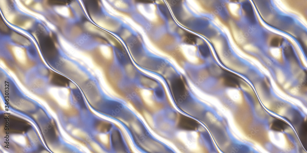 Fototapeta premium water metal surface wave reflections modern technology background 3d rendering