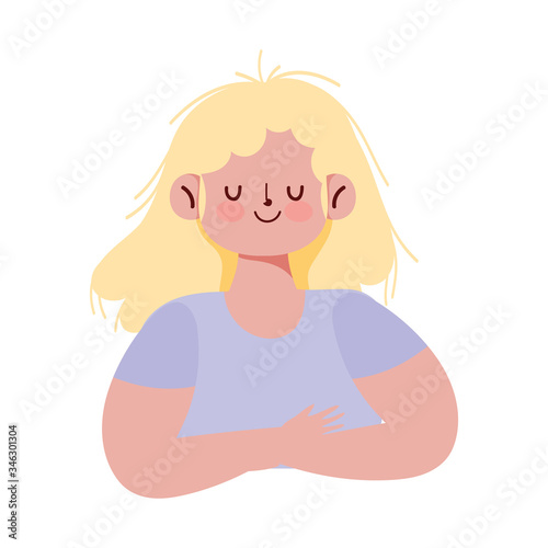 young woman female cartoon avatar isolated icon design
