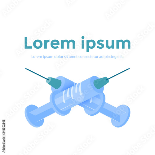 Isometric vaccine concept, vector in cartoon style