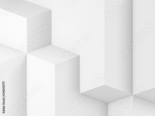 Abstract white digital graphic background. Geometric 3d