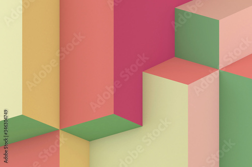 Fototapeta Naklejka Na Ścianę i Meble -  Abstract colorful background. Minimal geometric 3d art