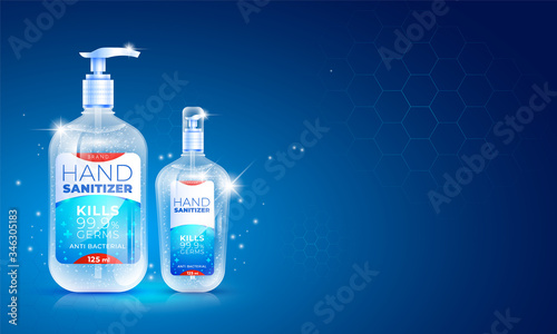 Antibacterial gel, hand sanitizer antiseptic liquid soap banner vector virus  covid19 