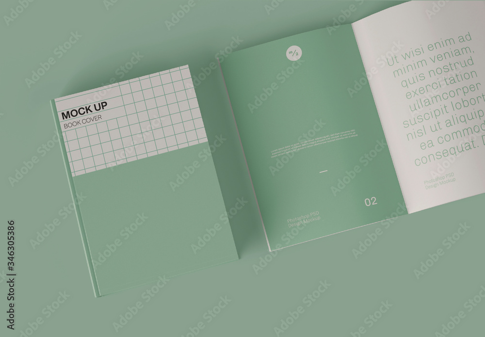 Top View of Open and Cover Book Mockup Stock Template | Adobe Stock