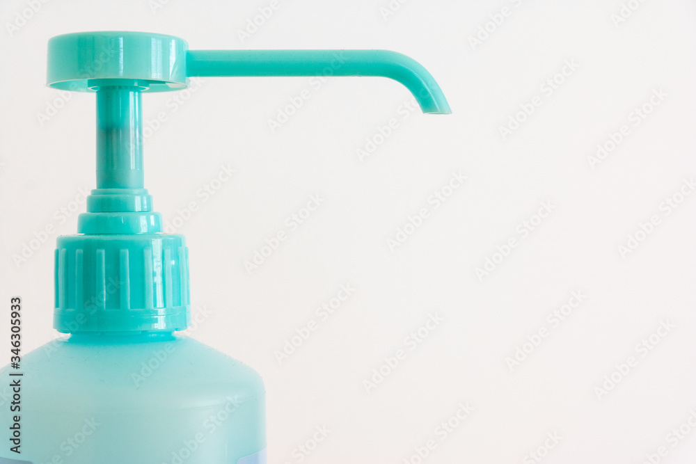 Hand sanitizer alcohol antibacterial to prevent germs, bacteria and avoid coronavirus infections on white background Hand sanitizer alcohol antibacterial to prevent germs, bacteria and avoid coronavirus infections on white background