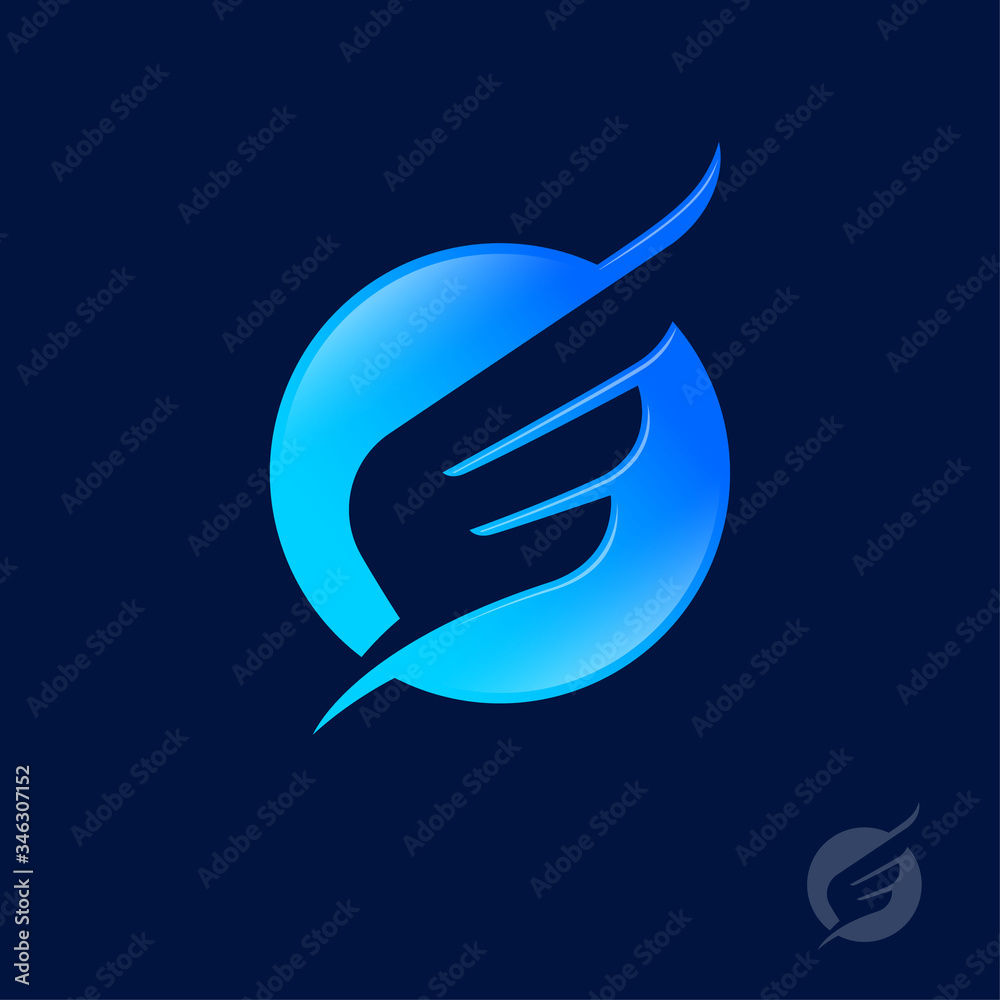 Wing icon. Bird wing into blue circle. Flight or aviation. Lightness or flying logo. Emblem for airlines. Wing icon. Bird wing into blue circle. Flight or aviation. Lightness or flying logo. Emblem for airlines.