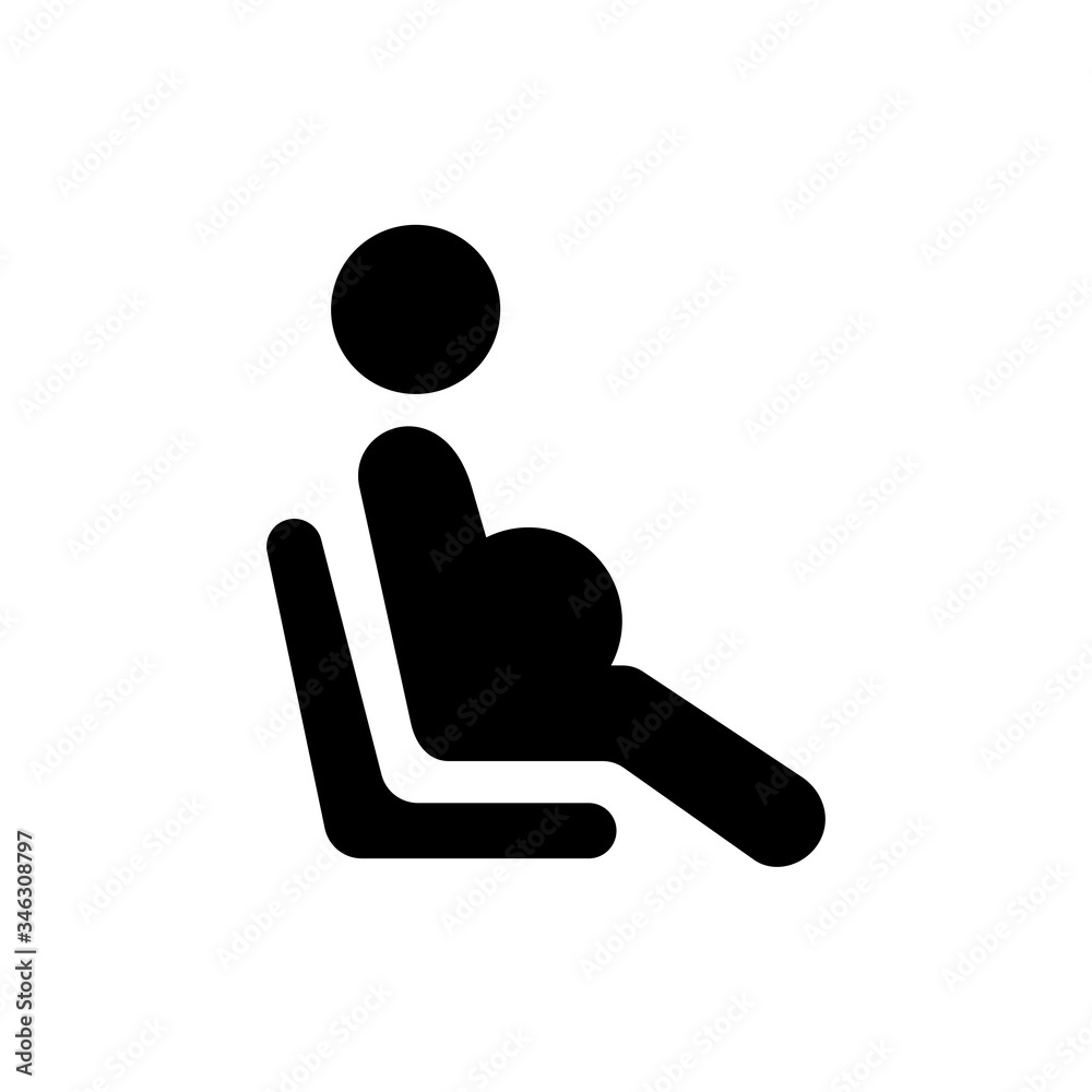 Pregnant priority seat glyph icon design vector. Medical sign symbol. Editable stroke. Black glyph vector icon. Pregnant priority seat glyph icon design vector. Medical sign symbol. Editable stroke. Black glyph vector icon.
