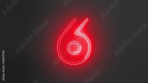 Red Neon Sign Numbers Counting Up From 6 to 10