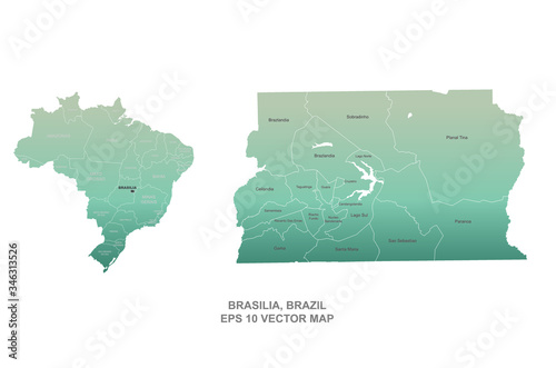 Brasilia map. vector map of brasilia in brazil. brazil city map. 