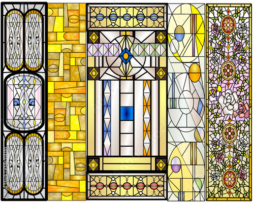 Stained Glass Art Deco & Floral Designs Collection of Windows