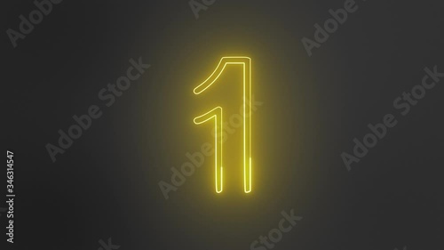 Yellow Neon Sign Numbers Counting Up From 1 to 5