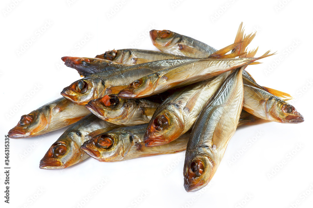 smoked horse mackerel isolated on a white background smoked horse mackerel isolated on a white background