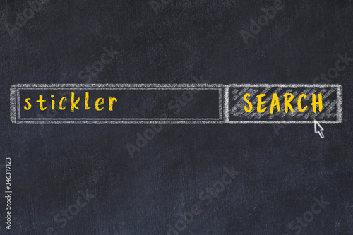 Chalk sketch of browser window with seqrch form and inscription stickler