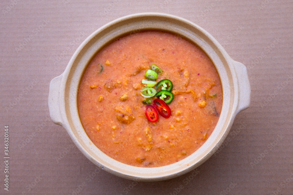 Ground soybean stew which is called Kongbiji-jjigae in Korea Ground soybean stew which is called Kongbiji-jjigae in Korea