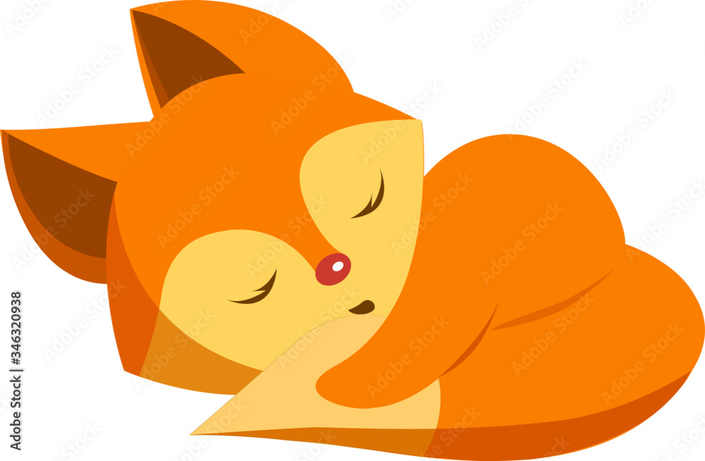 Fototapeta premium Cartoon red fox on white background - vector clipart
