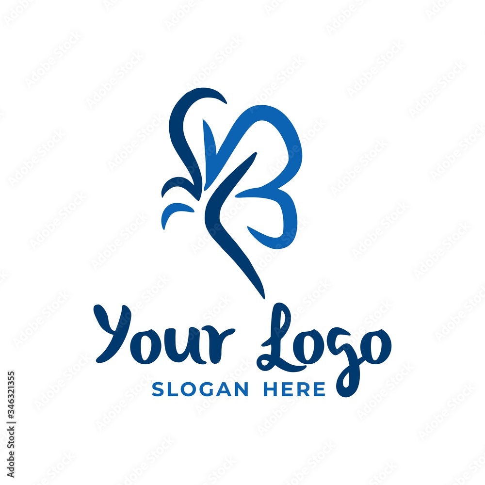 Obraz premium Abstract Blue Butterfly Logo Template