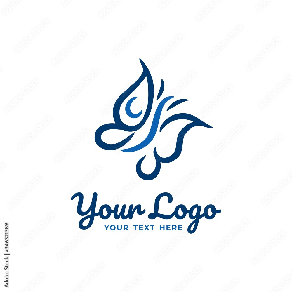 Obraz premium Abstract Blue Butterfly Logo Template