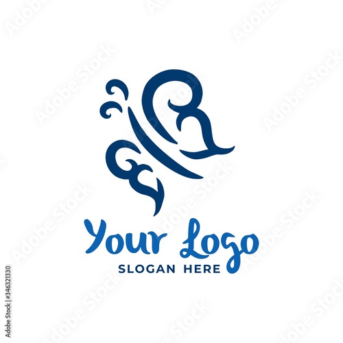1 Abstract Blue Butterfly Log...Abstract Blue Butterfly Logo Template