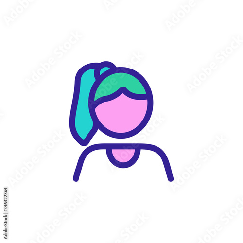 girl with one tail icon vector. girl with one tail sign. color symbol illustration