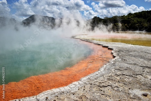 New Zealand, Wai-O-Tapu is New Zealand's most colourful and diverse volcanic area. It is full of stunning geothermal activity and colours of every tint in pools, lakes, craters and steam vents.